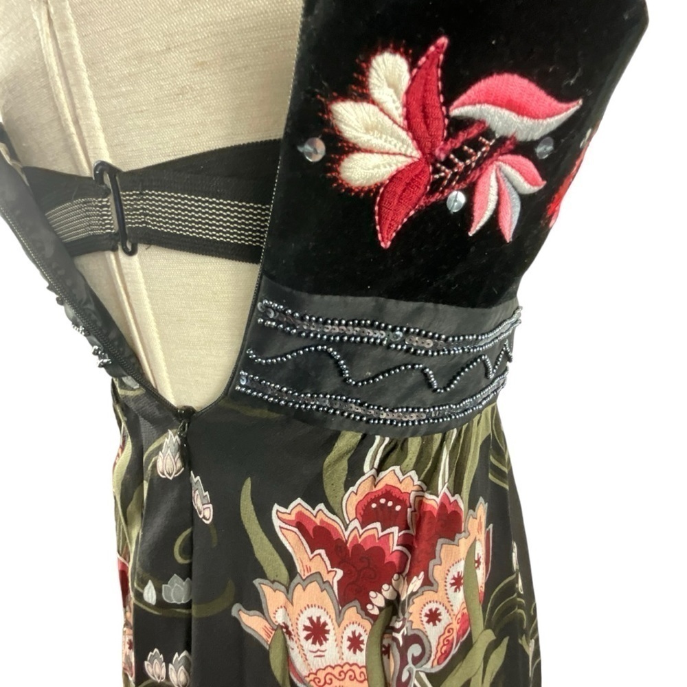 Nanette Lepore  Heirloom Embroidered‎ Sleeveless Velvet Silk Floral Dress - Picture 13 of 15